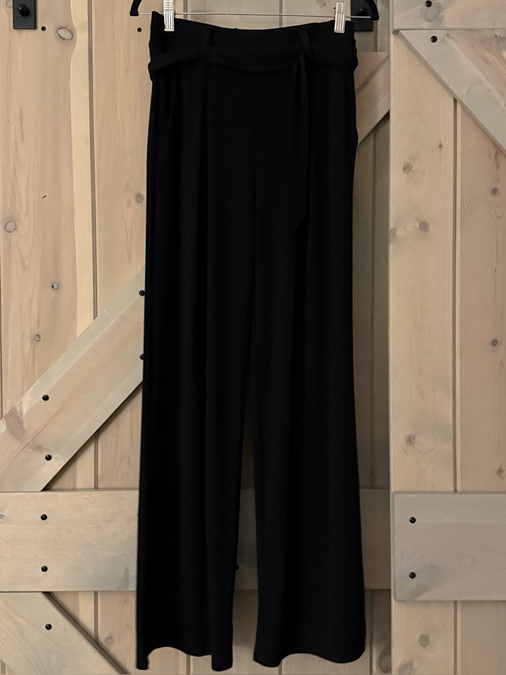 Express Black Wide-Leg Tie-Waist Pull-on Pants
